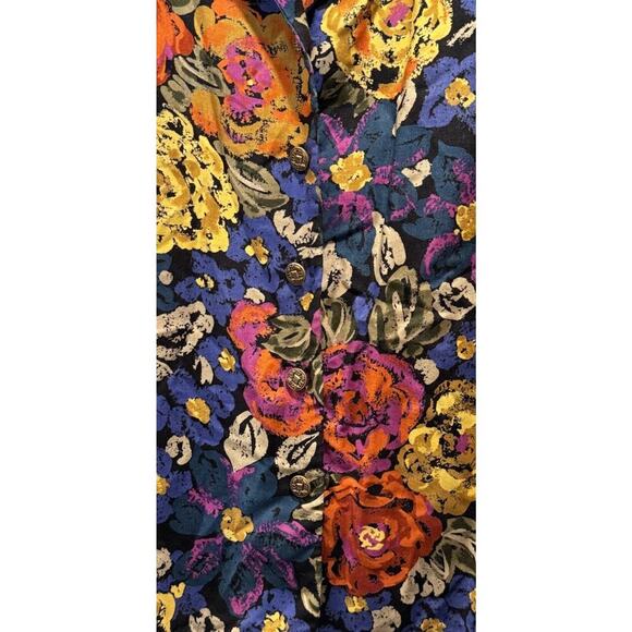 Vintage Norton McNaughton Size 16 Floral Print Blouse Colorful Artsy Boho VTG - Picture 6 of 8